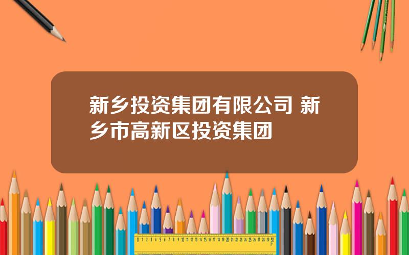 新乡投资集团有限公司 新乡市高新区投资集团